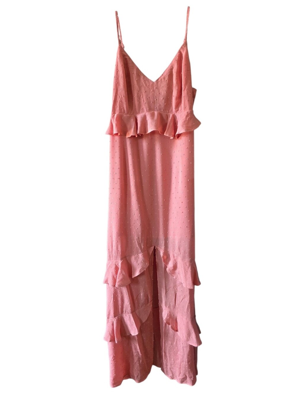 Blue Blush Pink V-Neck Spaghetti Strap Maxi Dress Size Large NWT